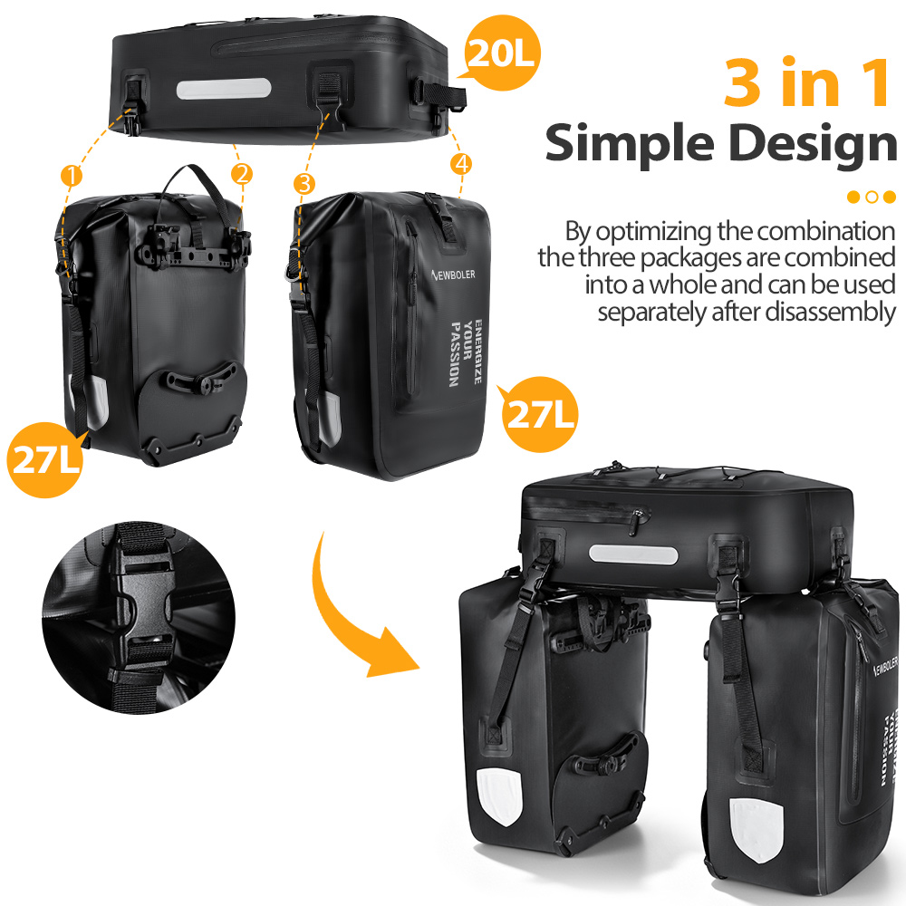 NEWBOLER Bicycle Bag 3 in 1 Bi - Cycling Gear Storage Rack 评论和价格