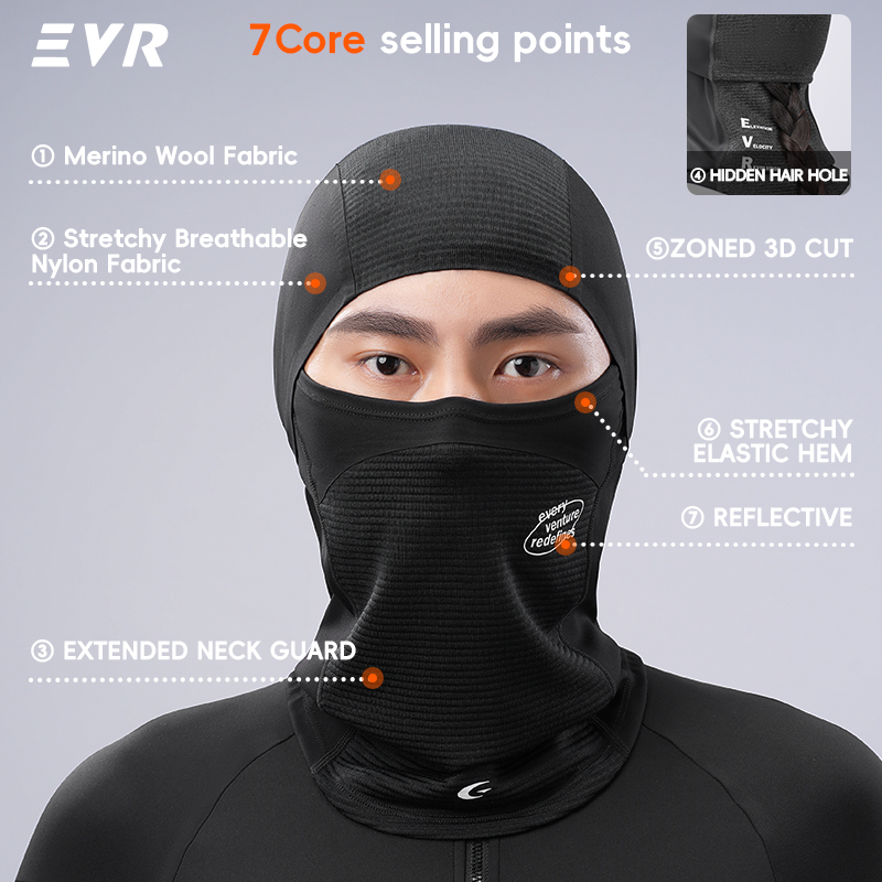 EVR Winter Wool Face Mask Neck - Cycling Gear Ladies 评论和价格